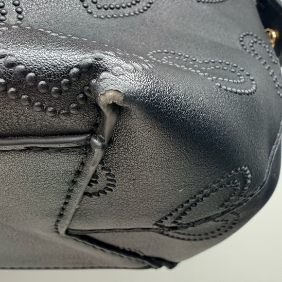 Betsey Johnson black quilted purse floral scarf bow 16x10 - Picture 9 of 13